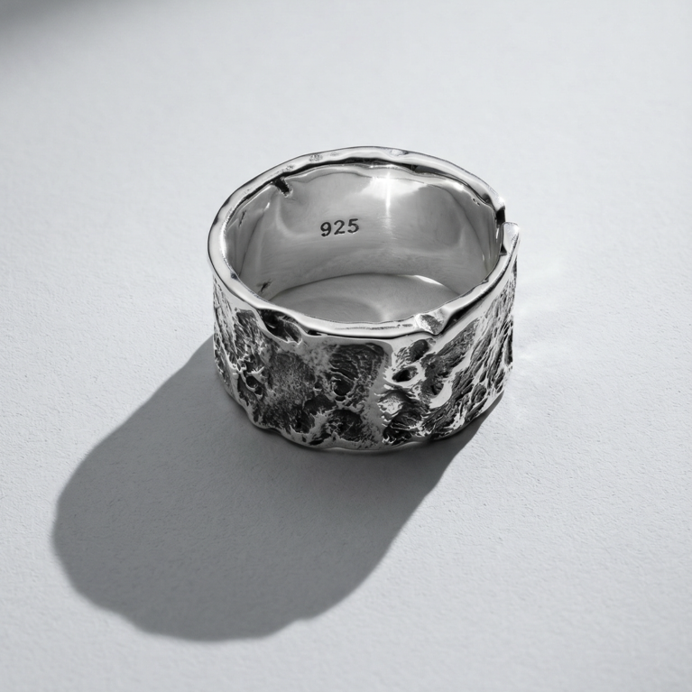 Bague Relief Brut en Argent 925 – Maison Khmissa